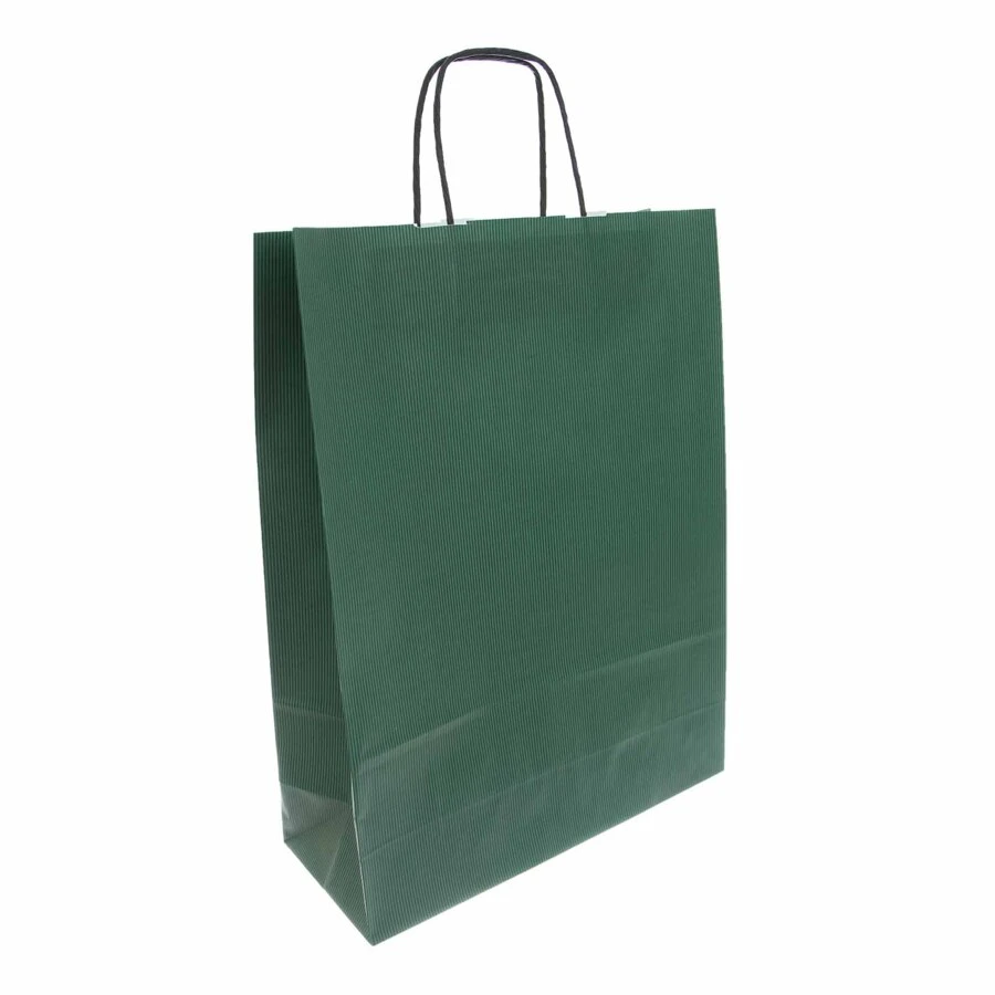 TORBA PAPIEROWA ZIELONA Z UCHWYTEM SKRĘCANYM 25X11X32 