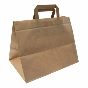 TORBA PAPIEROWA SZARA Z UCHEM PŁASKIM 32X22X25 