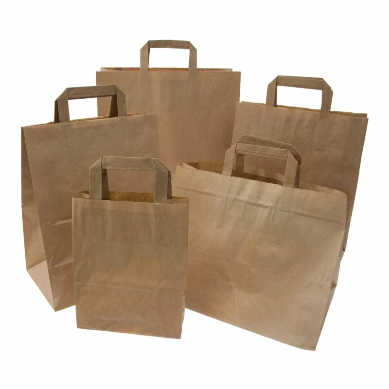 TORBA PAPIEROWA SZARA Z UCHEM PŁASKIM 26X14X30