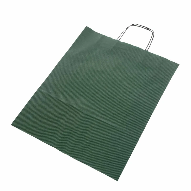 TORBA PAPIEROWA ZIELONA Z UCHWYTEM SKRĘCANYM 25X11X32 