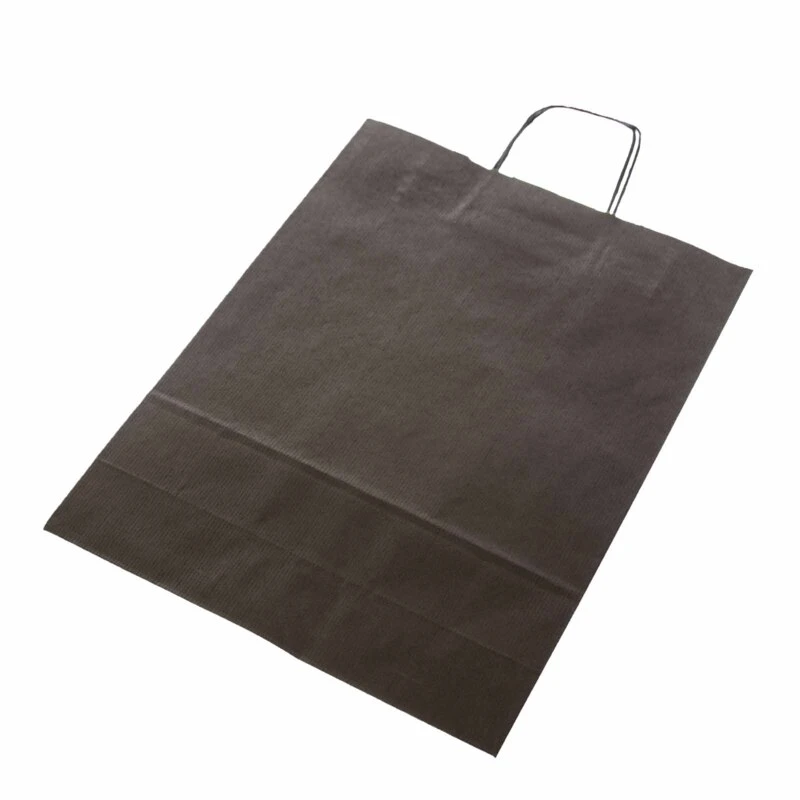 TORBA PAPIEROWA CZARNA Z UCHWYTEM SKRĘCANYM 54X15X46 