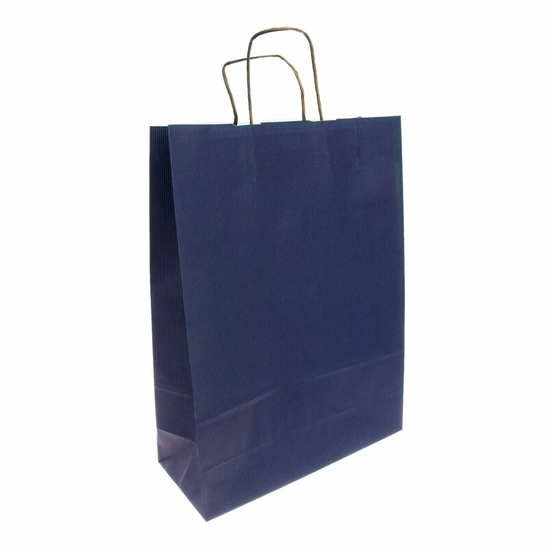 TORBA PAPIEROWA GRANATOWA Z UCHWYTEM SKRĘCANYM 31X12X41 