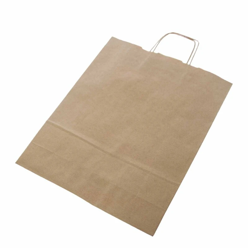 TORBA PAPIEROWA SZARA Z UCHWYTEM SKRĘCANYM 25X11X32 